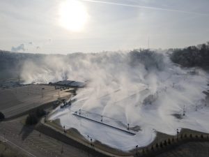 200 guns blow snow onto the slopes at Perfect North