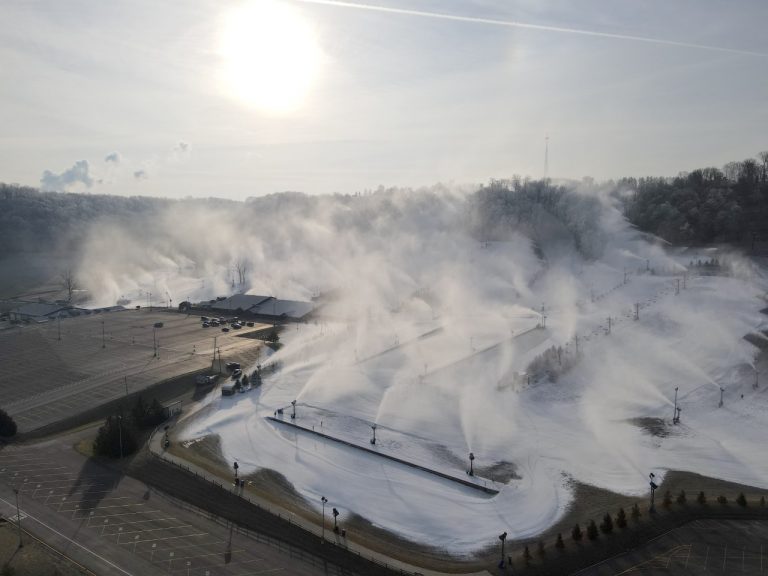 200 guns blow snow onto the slopes at Perfect North