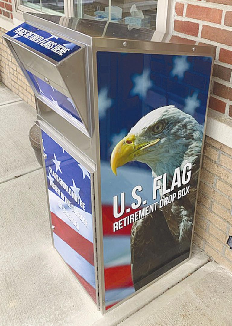 The flag box that is in front of the Greendale Administration Building for people to deposit old and worn U.S. flags to be retired. SUBMITTED PHOTO
