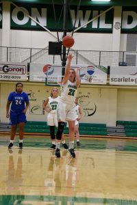Ella Pittman tries for a free throw during Harrison’s game against Wyoming Jan. 5.  Photo by Sandy Minor