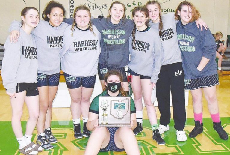 The wrestlers who qualified for the girls state tournament are Chloe Dearwester, Aaliyah Lee, Rylee Kirkwood, Madison Greene, Lilly Kinsel, Molly Hudler, Gabrielle Chandler, Jessica Edwards (sitting) PHOTO BY SANDY MINOR