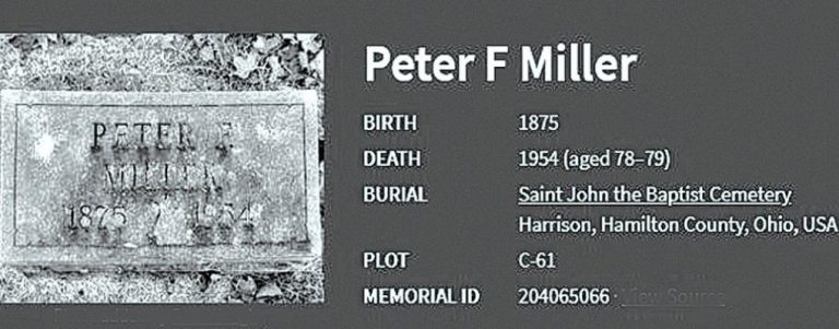 The gravestone of gardener Peter Miller. Submitted Photo
