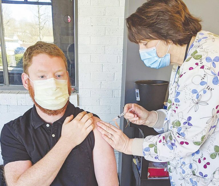 Dr. Christopher Walcott receives his COVID vaccination. SUBMITTED PHOTO