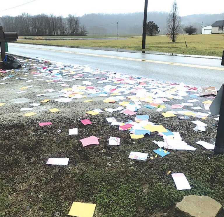 The yard – with greeting cards – of Bob and Bobbi Fulcher on Ind. 56 on Feb. 28. SUBMITTED PHOTO