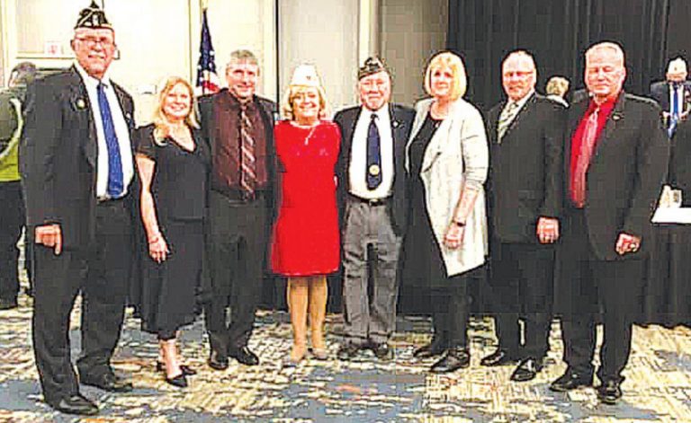 Jim Dole, above, was awarded Ohio Legionnaire of the Year by the American Legion Department of Ohio. From left Past Department of Ohio Commander and member of Post 199 Jerry Wilson, Linda Dole, Doug Dole, Department of Ohio 1st Vice Commander Jean Wilson, Jim Dole, Annie Milesky, Mike Dole and Mark Dole. At right, Larry Black was awarded Ohio Civilian Life Saver of the Year by the American Legion Department of Ohio. SUBMITTED PHOTOS