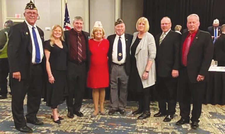 Jim Dole, above, was awarded Ohio Legionnaire of the Year by the American Legion Department of Ohio. From left Past Department of Ohio Commander and member of Post 199 Jerry Wilson, Linda Dole, Doug Dole, Department of Ohio 1st Vice Commander Jean Wilson, Jim Dole, Annie Milesky, Mike Dole and Mark Dole. At right, Larry Black was awarded Ohio Civilian Life Saver of the Year by the American Legion Department of Ohio. SUBMITTED PHOTOS