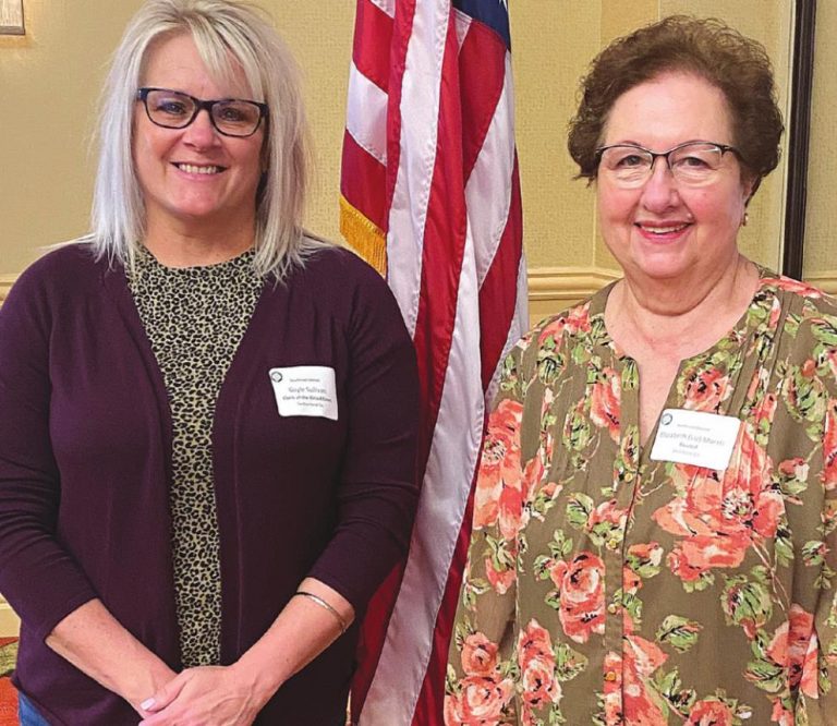 Gayle Sullivan, left, of Switzerland County, was elected vice president while Elizabeth Morris of Dearborn County was elected president of the Association of Indiana Counties’ Southeast District. SUBMITTED PHOTO