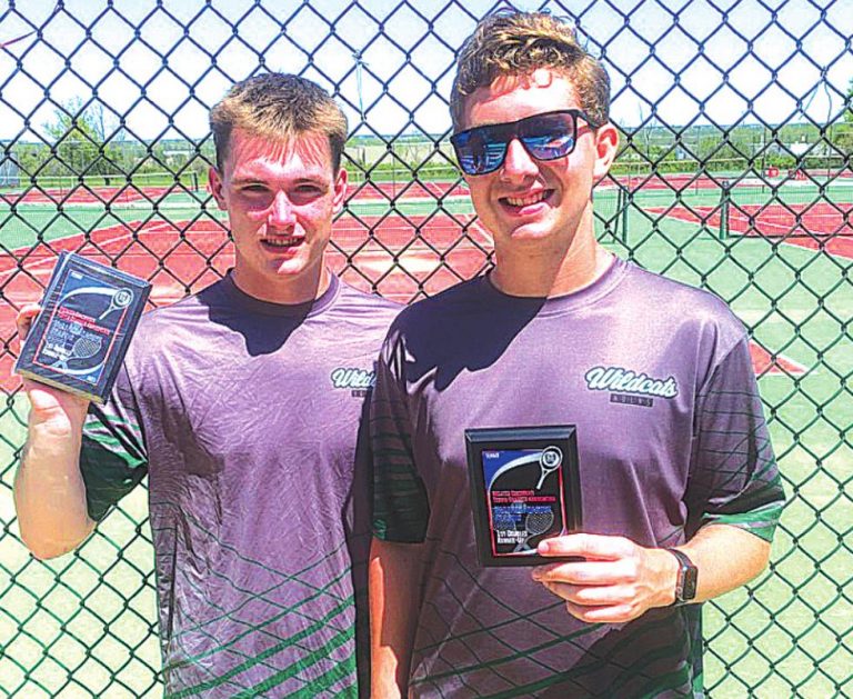 Harrison seniors C.J. Wesselerand Rocky Weber won their first 13 matches as doubles partners before finally losing April 30. PHOTO COURTESY DAVID WILLIAMS