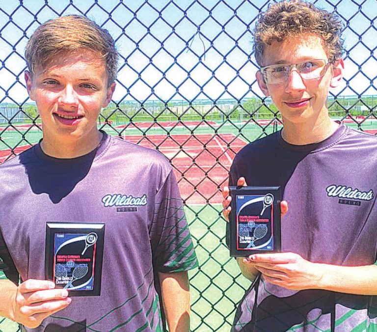 Harrison’s No. 2 doubles team of Carson Parnell and Brandon Campbell won the Coaches Classic Flight “B.” PHOTO COURTESY DAVID WILLIAMS