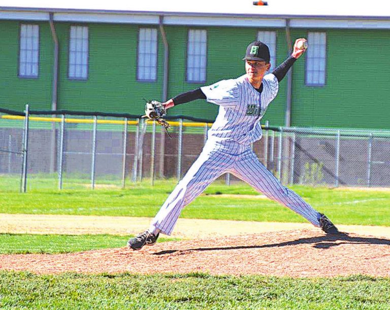Wildcat Ben Peaslee lets one fly during Harrison’s baseball game against Northwest April 30. PHOTO BY SANDY MINOR
