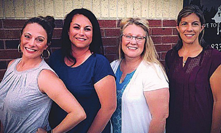 Katie Webb, from left, Christen Ketcham, Danielle Moore and Olivia Gray-Shumate are women opposed to the requirement of school children wearing a mask and getting vaccinated. SUBMITTED PHOTO