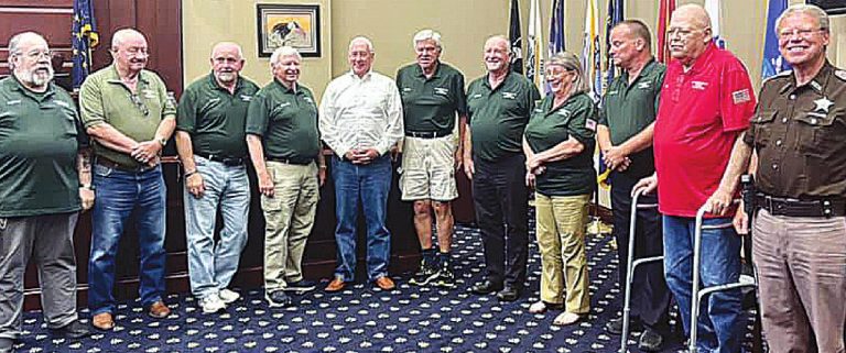 U.S. Rep Greg Pence, in white shirt, visited an then joined the proceedings for veterans treatment in Dearborn County in the county courthouse. SUBMITTED PHOTO