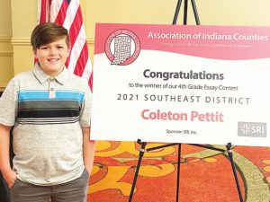 Coleton Pettit of Aurora Elementary School won the 2021 AIC Fourth Grade essay Contest for the state of Indiana. He received a $100 prize for his work and has been invited to a dinner where he will read his essay to the audience. SUBMITTED PHOTO