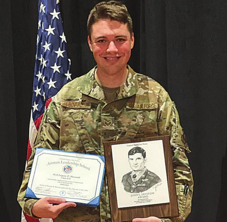 Logan Bovard, a 2017 Rising Sun High School graduate, presented high honor from leadership school. SUBMITTED PHOTO
