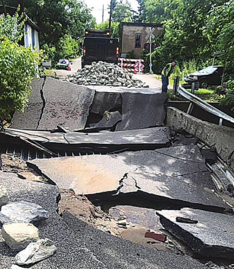 The Weisburg Bridge was destroyed during the storm Friday night/Saturday morning. The Dearborn County Highway Department said the bridge will be out for some time. PHOTO FROM FACEBOOK – BARB STIDIT