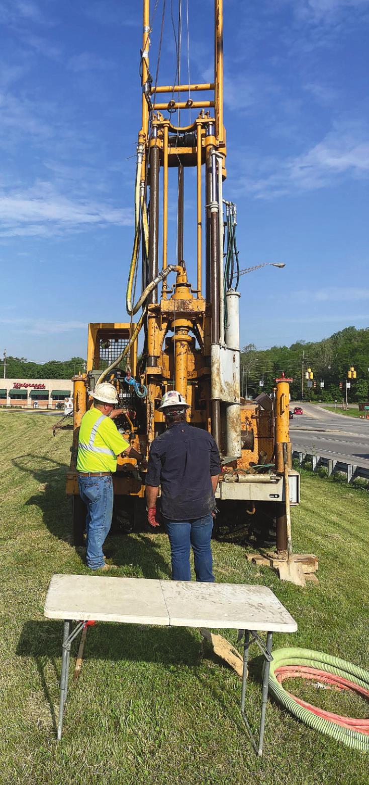 Workers with JMT Contracting drill along the Greendale Levee as part of a levee review. SUBMITTED PHOTO