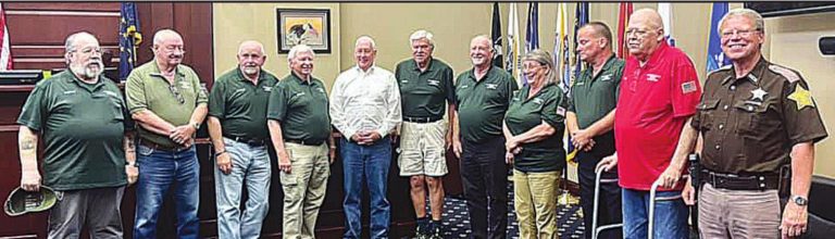 U.S. Rep Greg Pence, in white shirt, visited and joined the proceedings for veterans treatment in the Dearborn County courthouse. SUBMITTED PHOTO