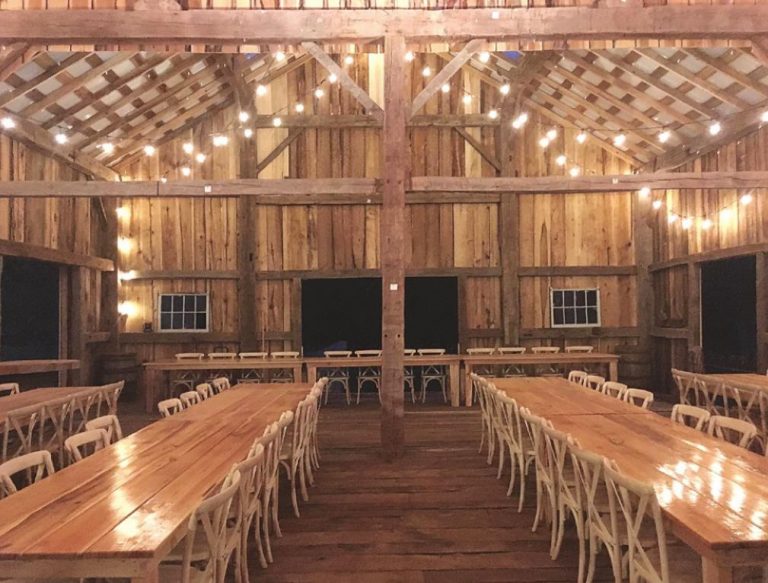 The inside of the barn where weddings and other events are held can hold up to 184 people. The tables were handcarved by Casey Knigga. SUBMITTED PHOTO