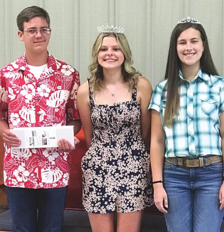 Ohio County Fair Queen Alayna Walcott,center, with Prince Jacob Yauch and Princess Olivia Cate, Princess, daughter of Steven and Kristie Cate. SUBMITTED PHOTO
