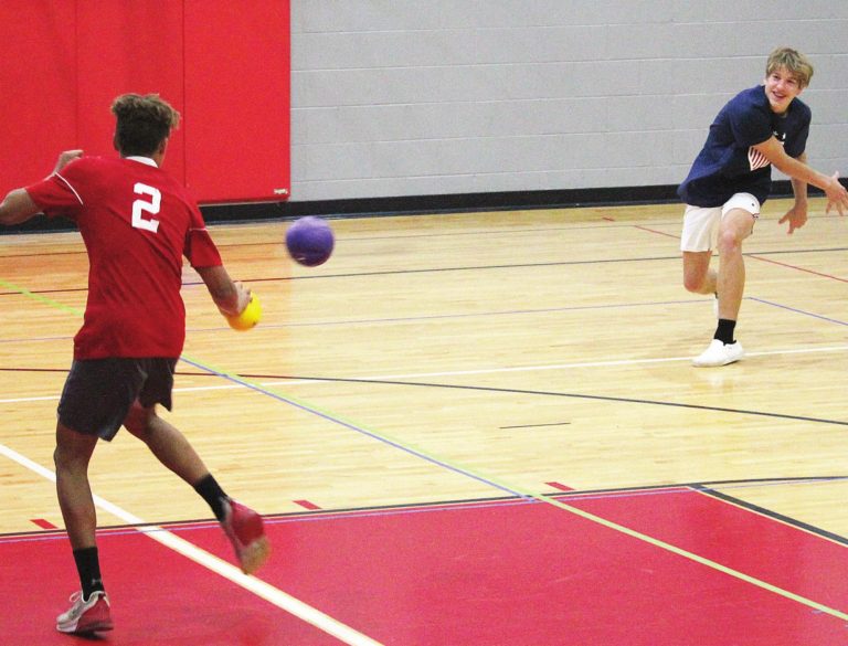 Dodgeball tournament teams compete to raise money for the Aurora City Pool construction project July 10 at the Aurora Recreation and Community Center. PHOTOS BY MATT POPOVICH/THE JOURNAL-PRESS