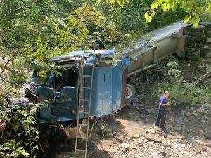 A truck carrying lime crashed on Ind. 1 Monday afternoon.  Submitted Photo